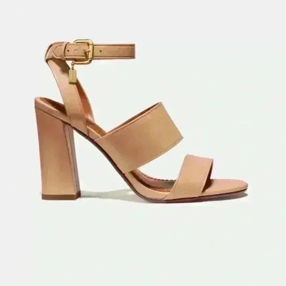 COACH Kaye Leather Block Heel Sandal, Nude Pink - Picture 3 of 4